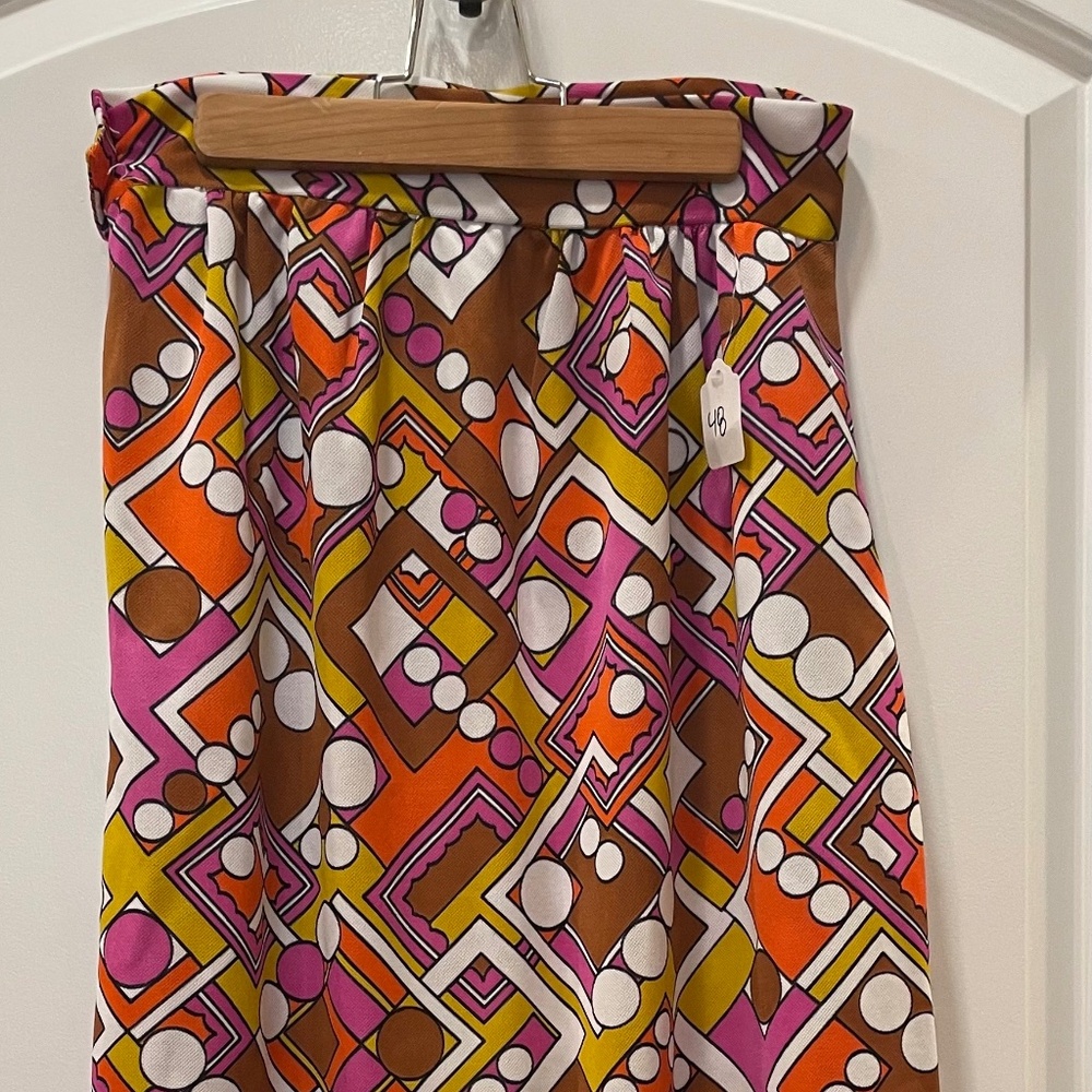 Long Abstract Print Vintage Maxi Skirt